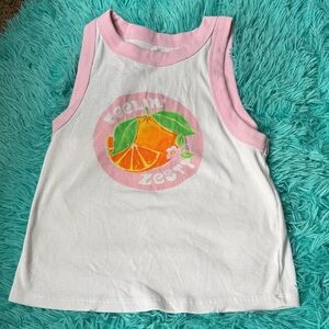 Old Navy Pink and White Fruit Graphic Tank Top
